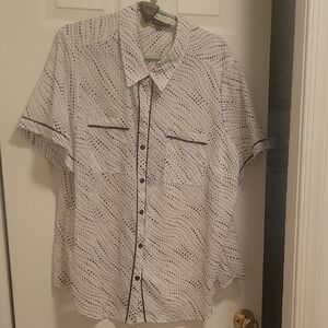 Men's White and Black Polka Dot Shirt